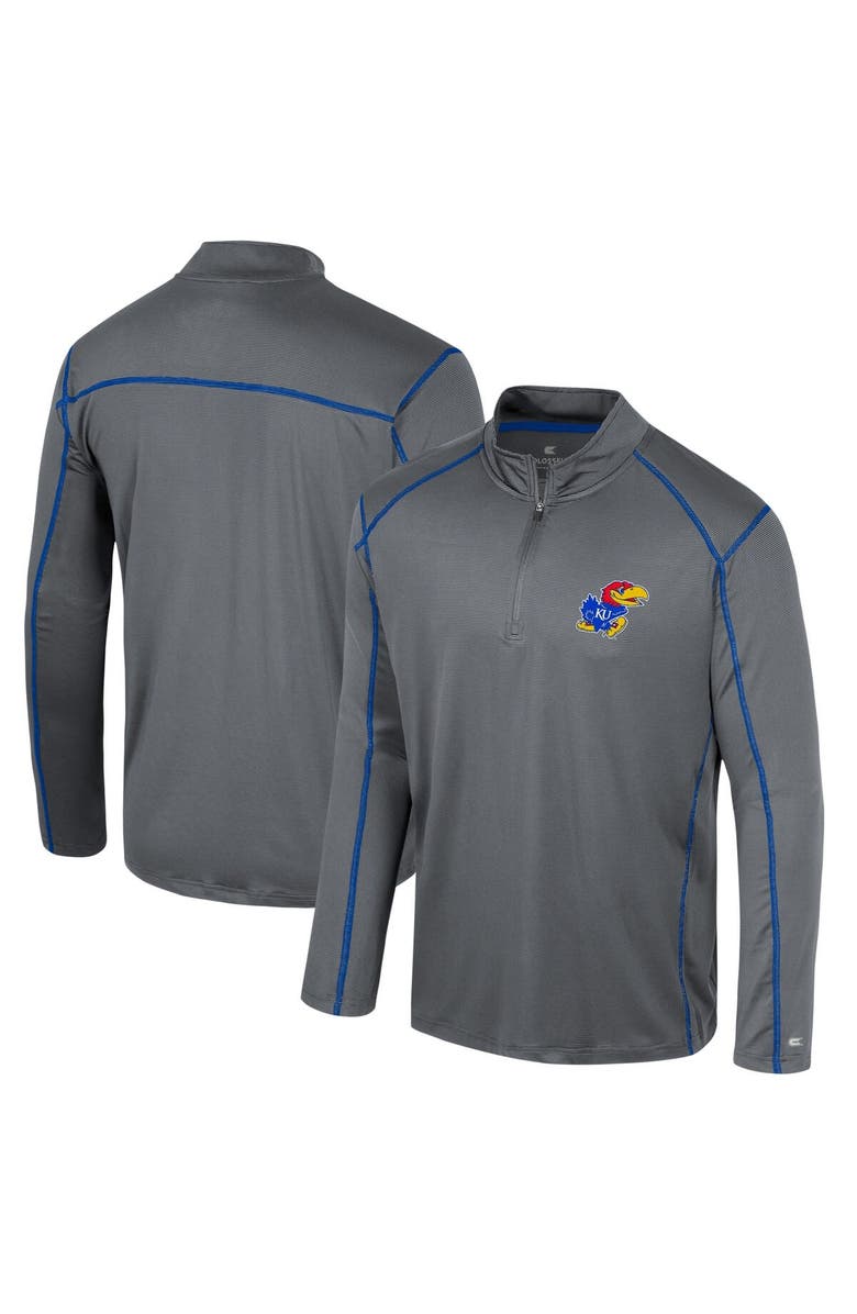 COLOSSEUM Men's Colosseum Charcoal Kansas Jayhawks Cameron Quarter-Zip Windshirt, Alternate, color, 