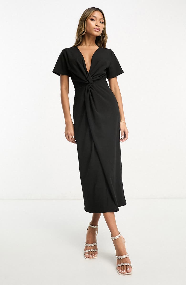 ASOS DESIGN Twist Front Cotton Knit Dress, Alternate, color, 