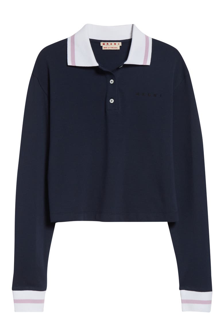 Long Sleeve Cotton Polo, Alternate, color, 00B99BLUBLACK