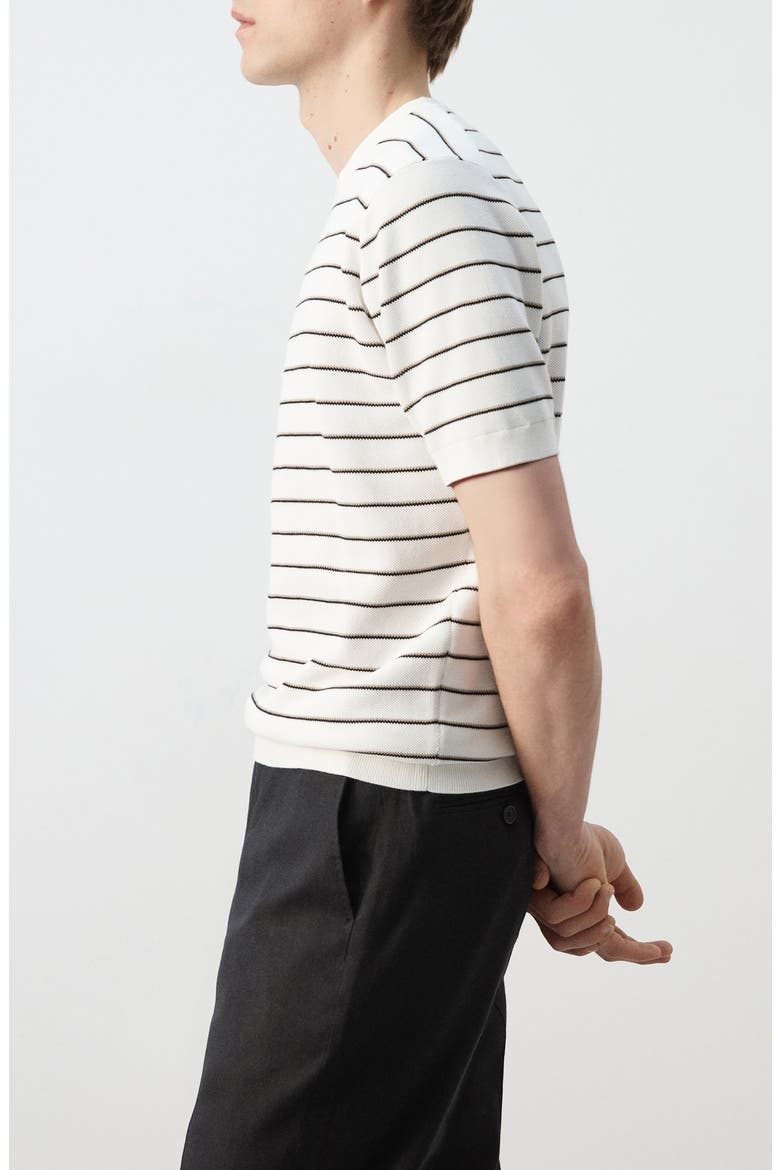 Stripe Cotton Knit Shirt, Alternate, color, OFF WHITE