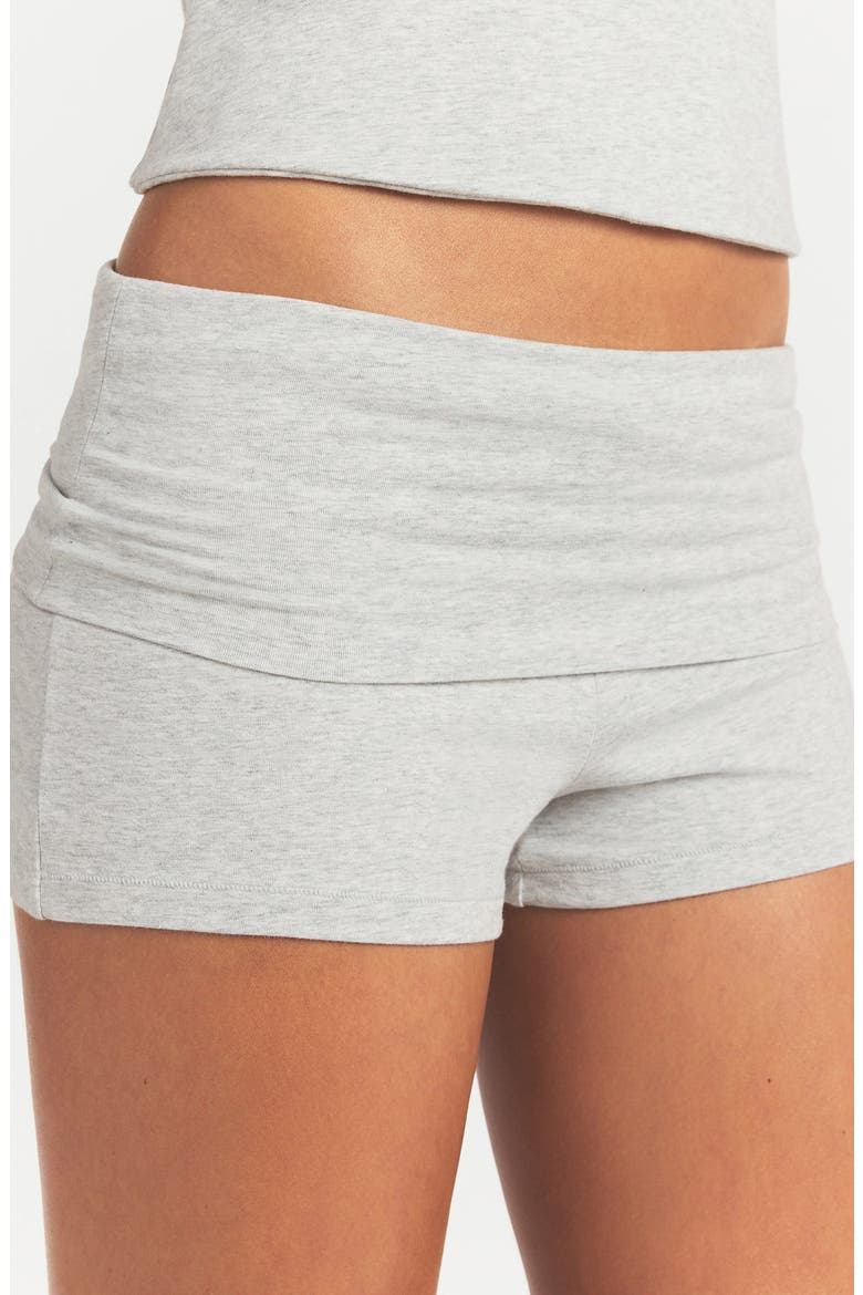 Stretch Cotton Jersey Foldover Shorts, Alternate, color, LIGHT HEATHER GREY