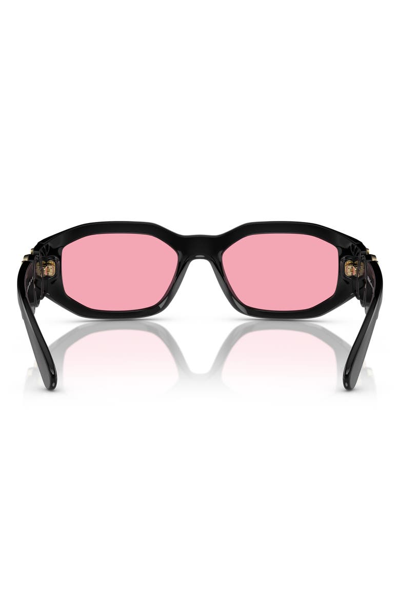 Versace Biggie 53mm Round Sunglasses, Alternate, color, Black Red