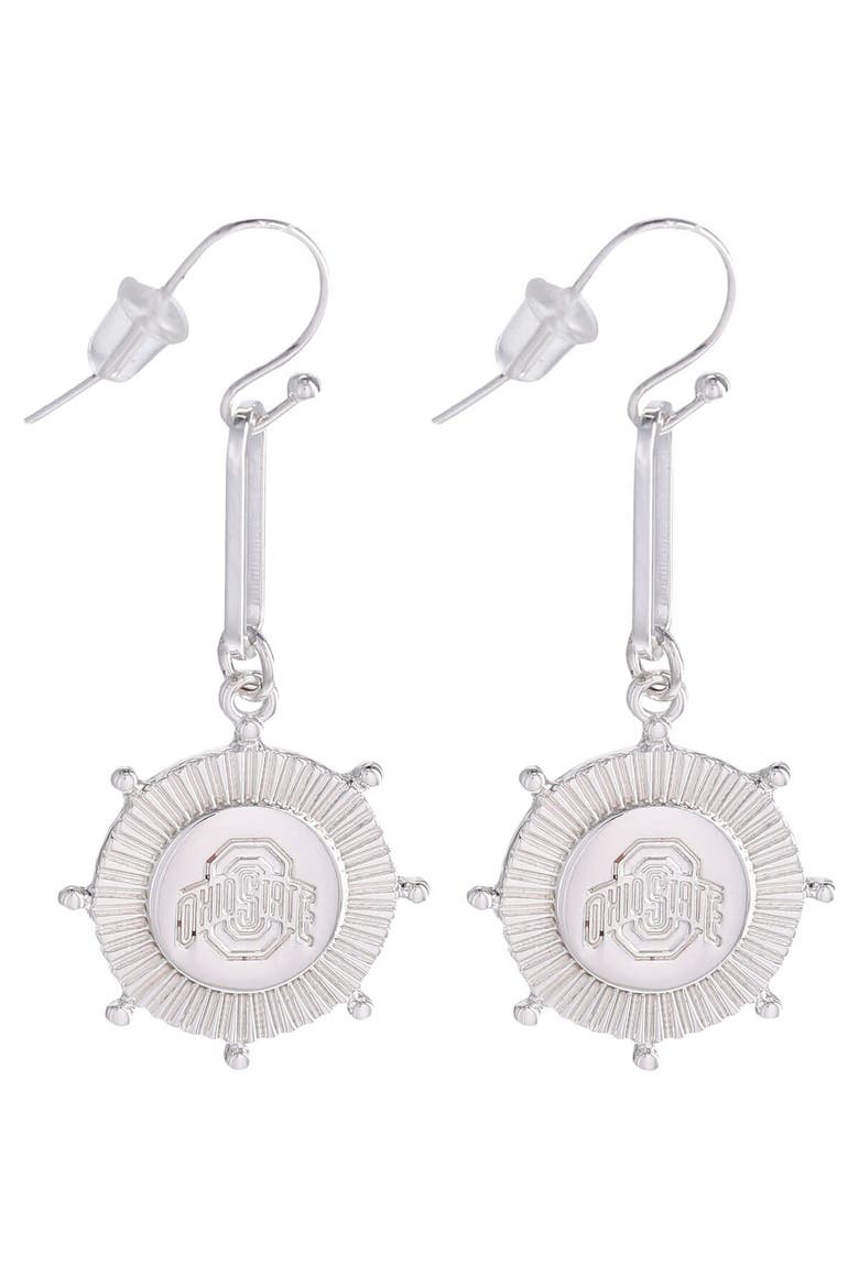 Ohio State Buckeyes Pixel Earrings, Main, color, Silver