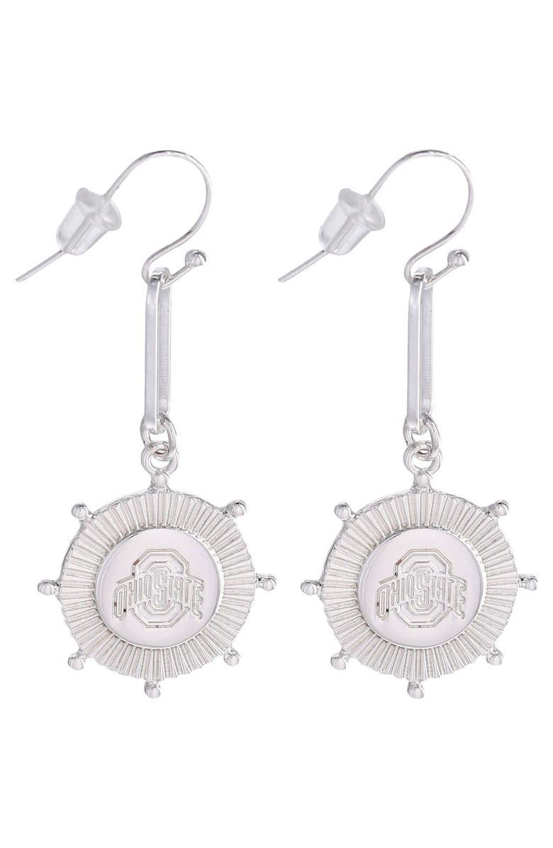 Shelby & Grace Ohio State Buckeyes Pixel Earrings, Main, color, Silver