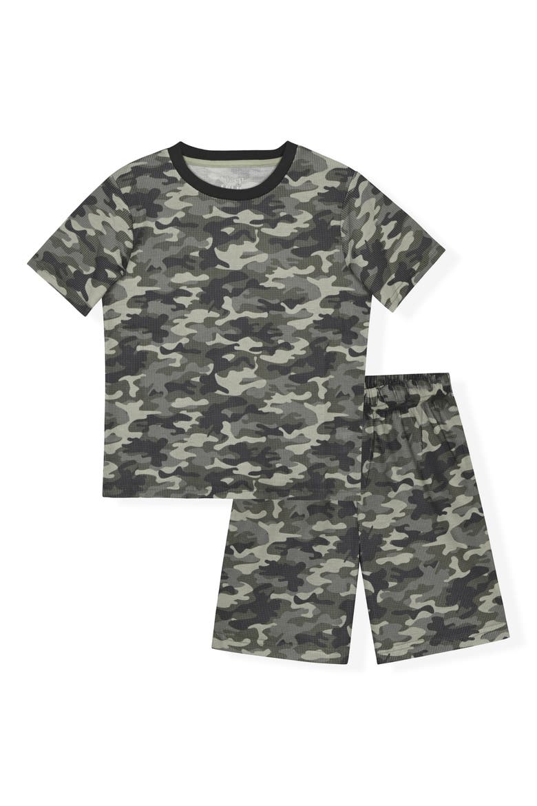Kids' Waffle Knit Two-Piece Pajamas, Main, color, CAMO