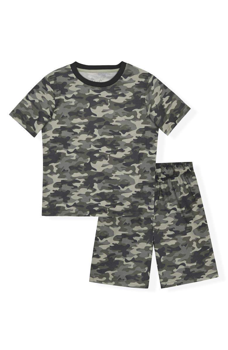 SLEEP ON IT Kids' Waffle Knit Two-Piece Pajamas, Main, color, Camo