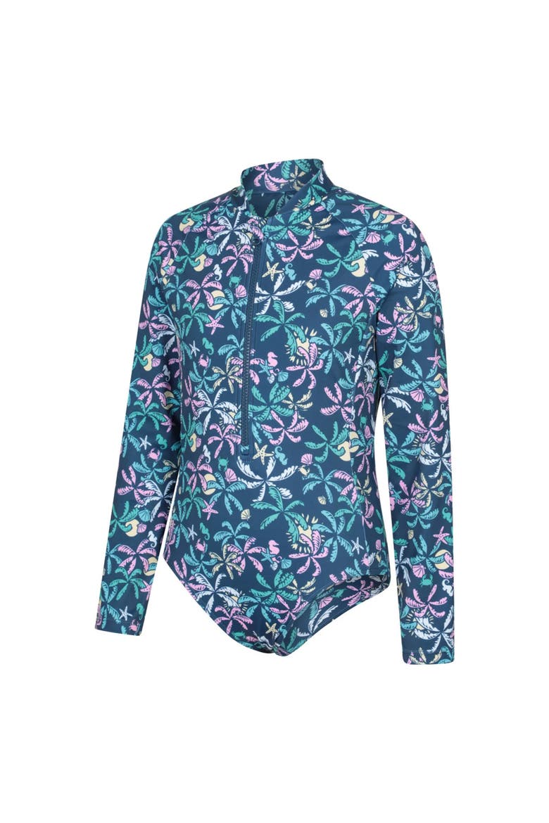Childrens/kids Mira Palm Leaf Rash Guard, Alternate, color, Dark Teal