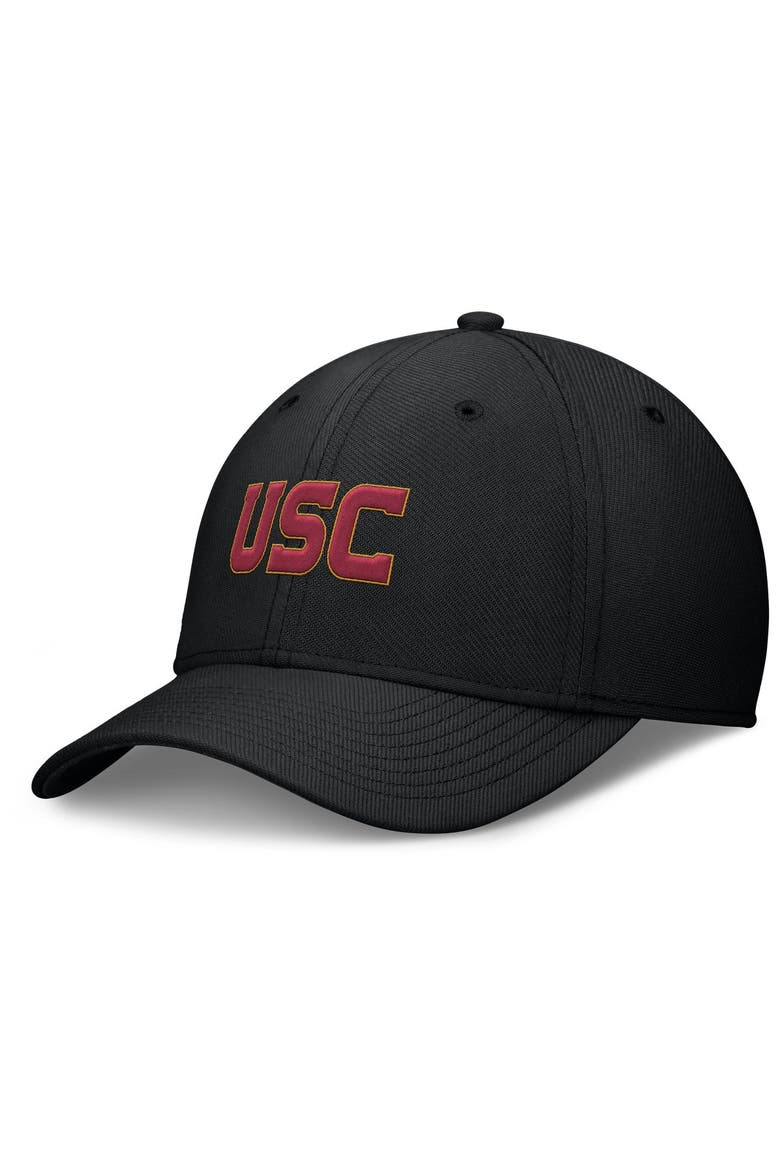 Men's Nike Black USC Trojans Rise SwooshFlex Dri-FIT Hat, Main, color, Black