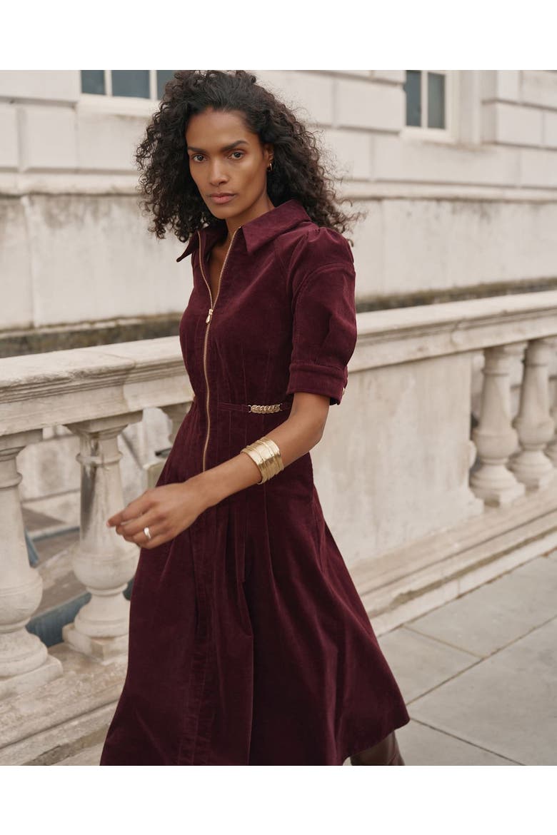 Corduroy Maxi Dress, Alternate, color, Burgundy