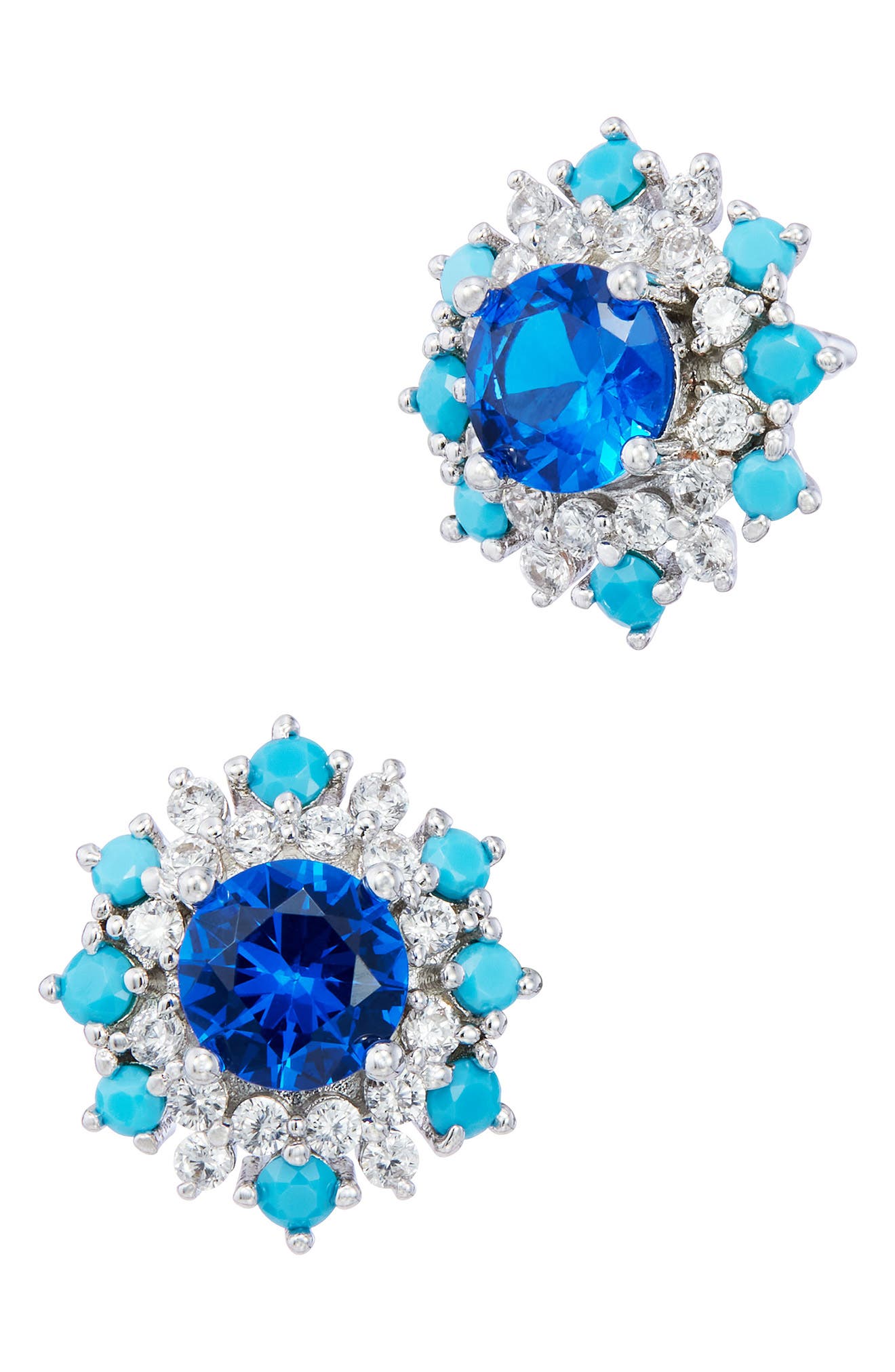 Blue Halo Stud Earrings