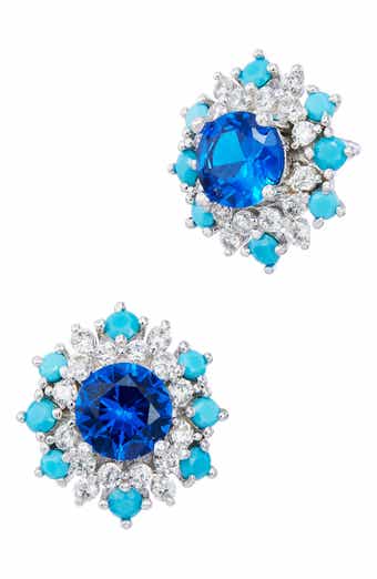 Blue Halo Stud Earrings