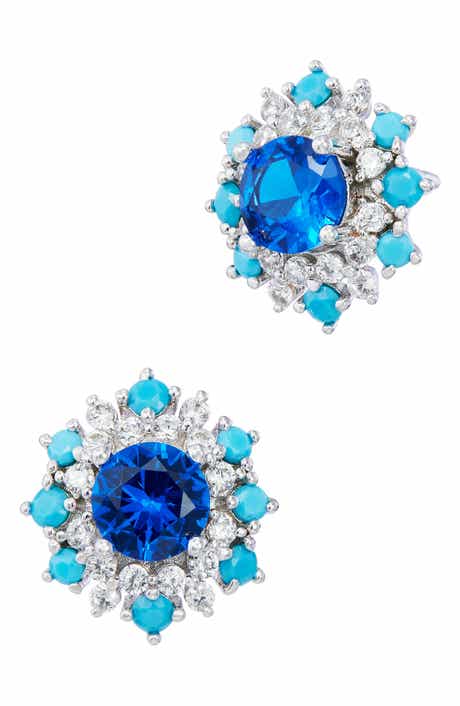 Blue Halo Stud Earrings
