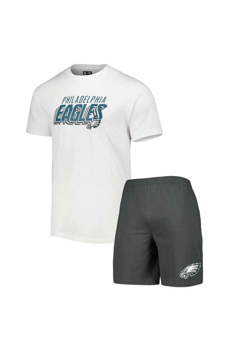 CONCEPTS SPORT Men's Concepts Sport Charcoal/White Philadelphia Eagles Downfield T-Shirt & Shorts Sleep Set, Main, color,