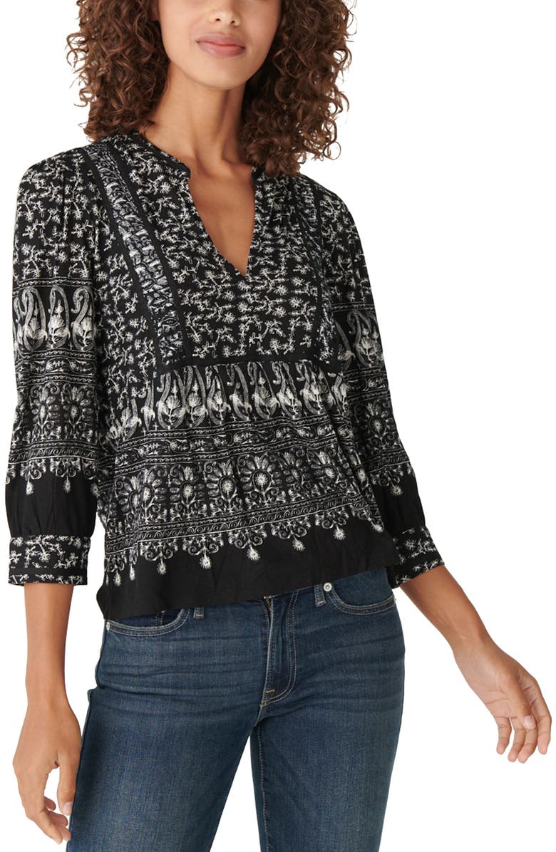 Lucky Brand Knit Peasant Top, Main, color, 