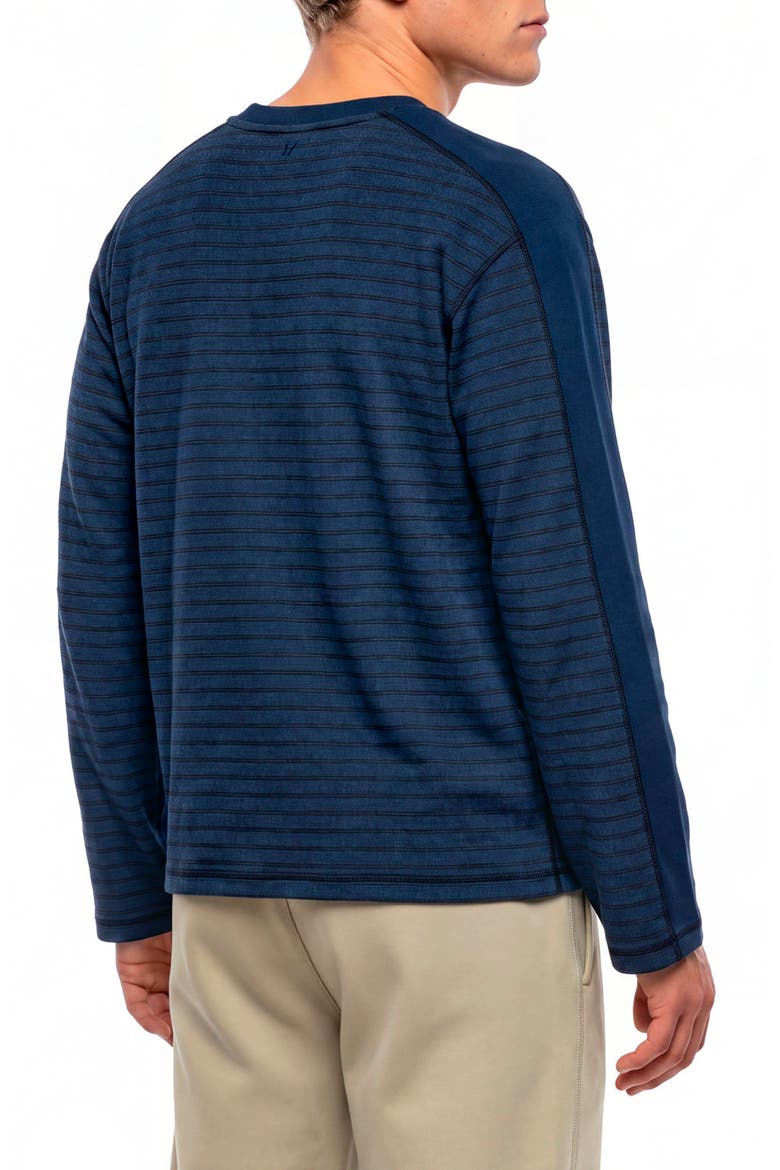 T7 Stripe Long Sleeve T-Shirt, Alternate, color, PERSIAN BLUE HEATHER
