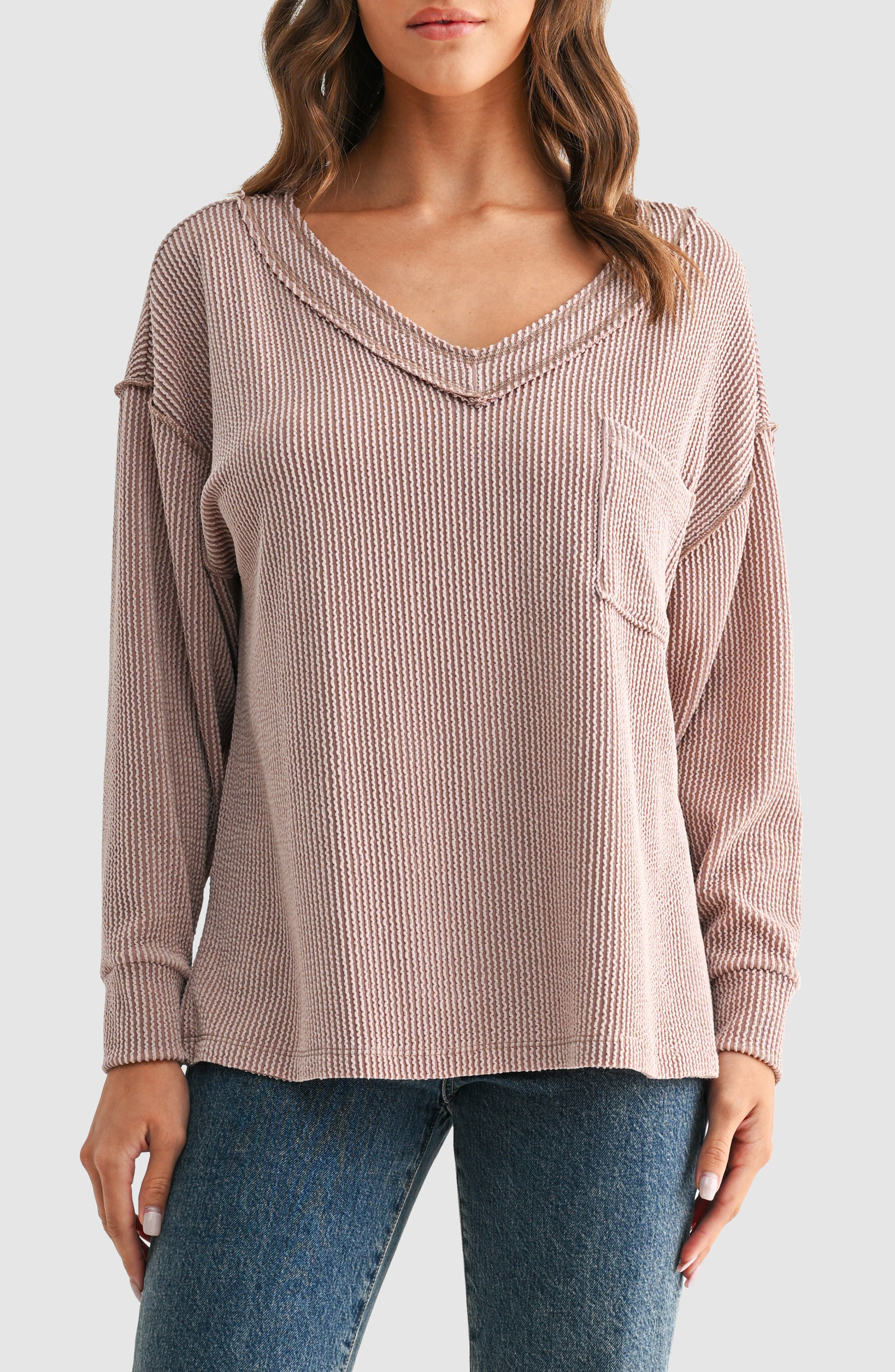 Lush Rib Knit Pocket Sweater