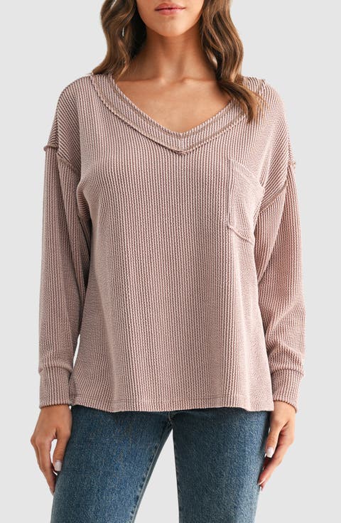 Rib Knit Pocket Sweater