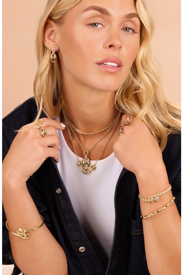 Pavé Horsebit Drop Earrings, Alternate, color, GOLD