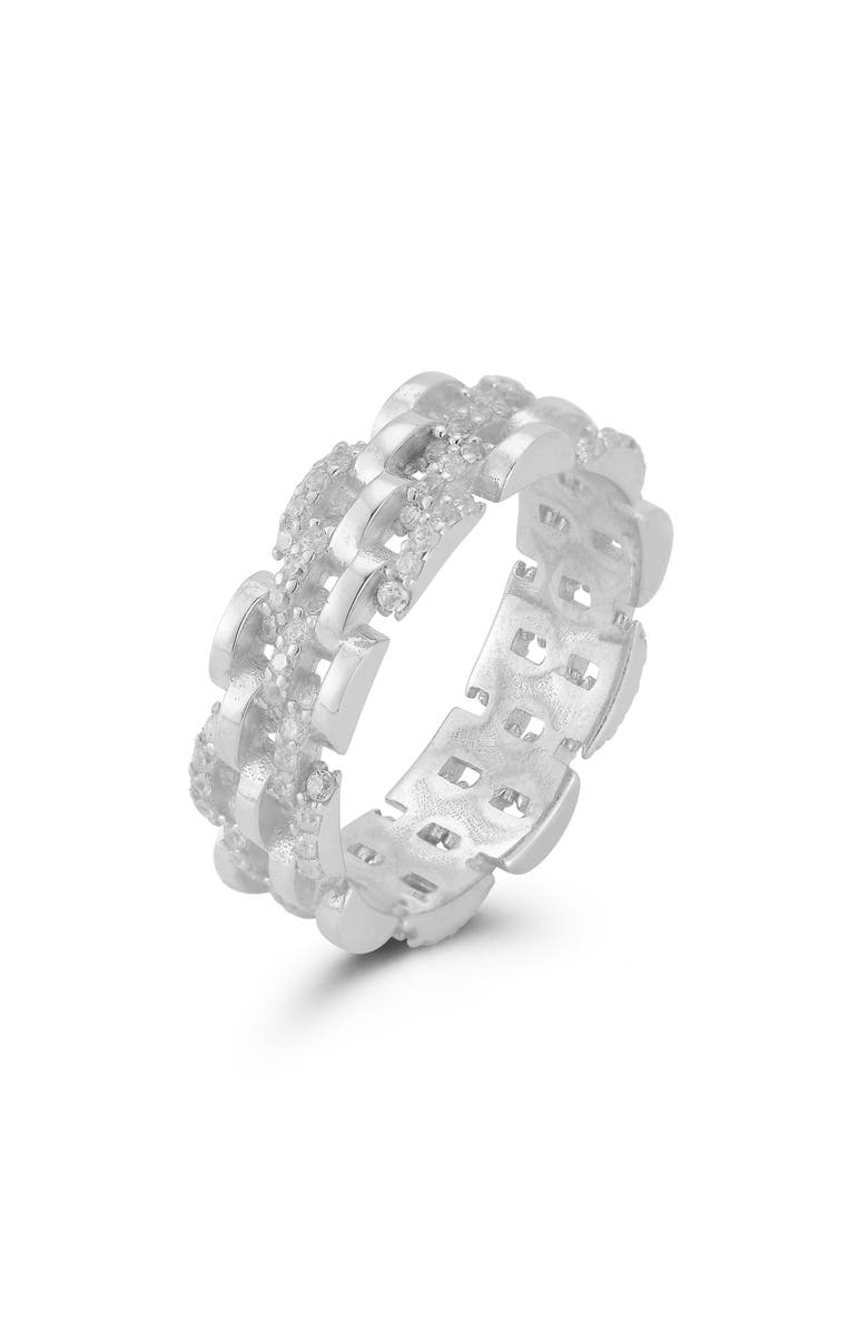 CHLOE AND MADISON Sterling Silver CZ Pavé Open Link Ring, Alternate, color, 