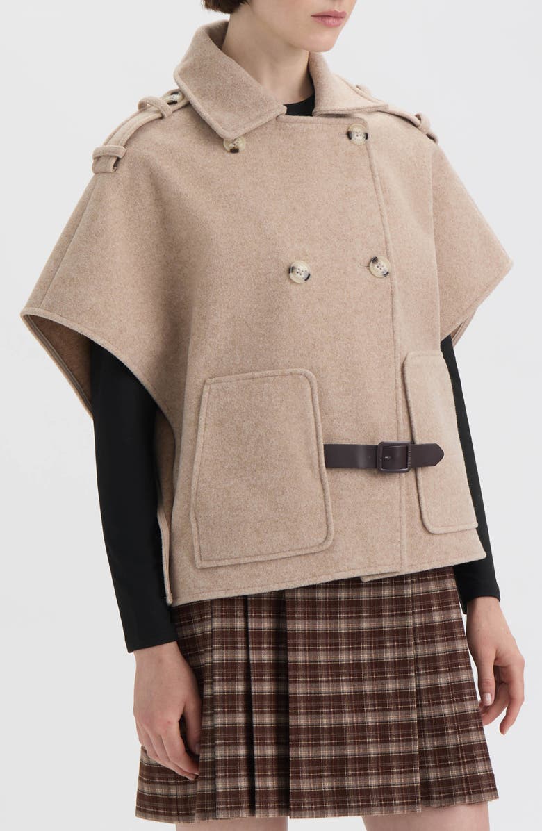 Hunter Knit Tweed Cape, Alternate, color, Beige