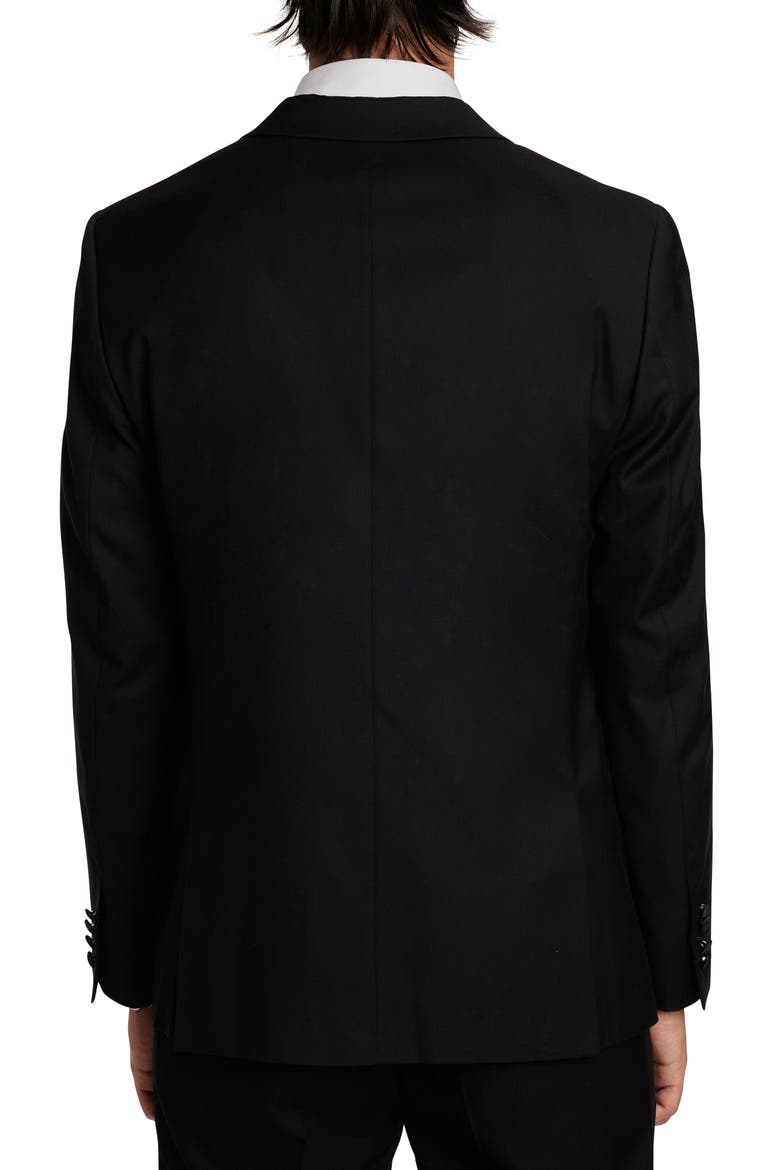 Grosvenor Slim Fit Peak Lapel Tuxedo Jacket, Alternate, color, BLACK STRETCH