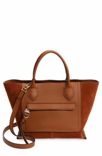 Longchamp Medium Mailbox Suede & Leather Top Handle Bag