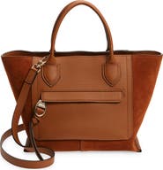 Longchamp Medium Mailbox Suede & Leather Top Handle Bag