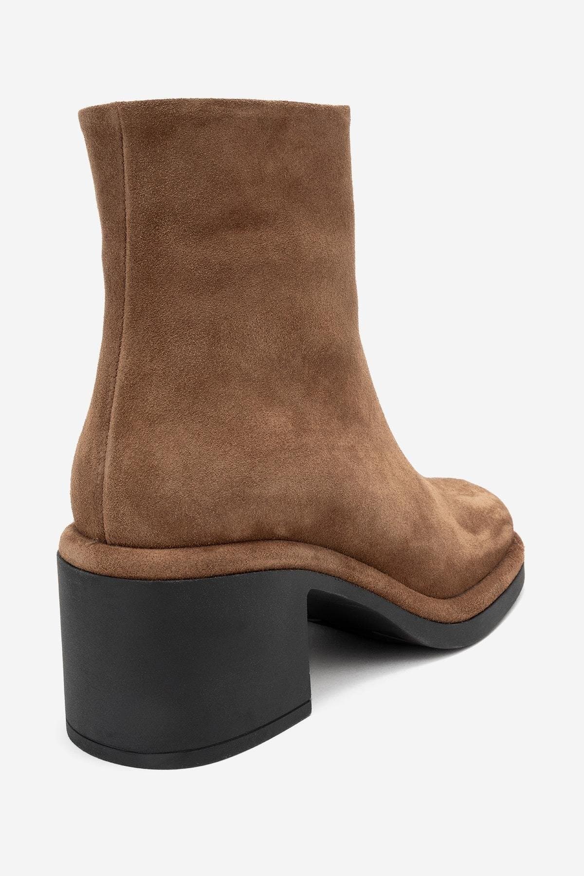 Junae Leather Block Heel Boot, Alternate, color, Cognac Suede
