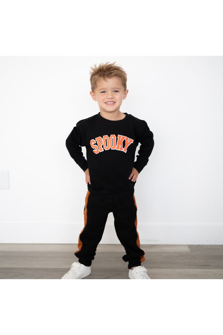Spooky Orange Patch Halloween Sweatshirt, Alternate, color, Black