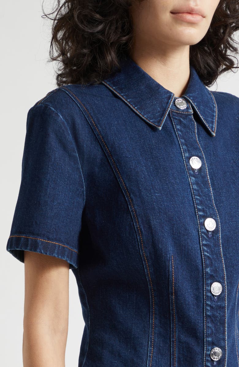 Toccin Halle Short Sleeve Denim Button-Up Shirt, Alternate, color,