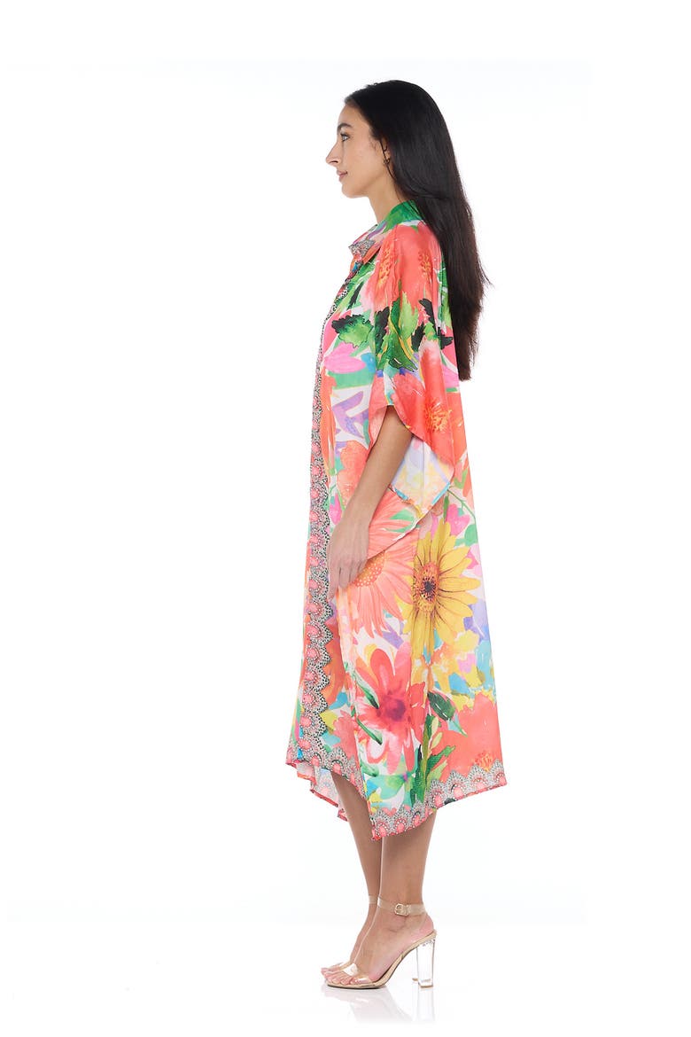 Floral Print Woven Duster, Alternate, color, ORANGE