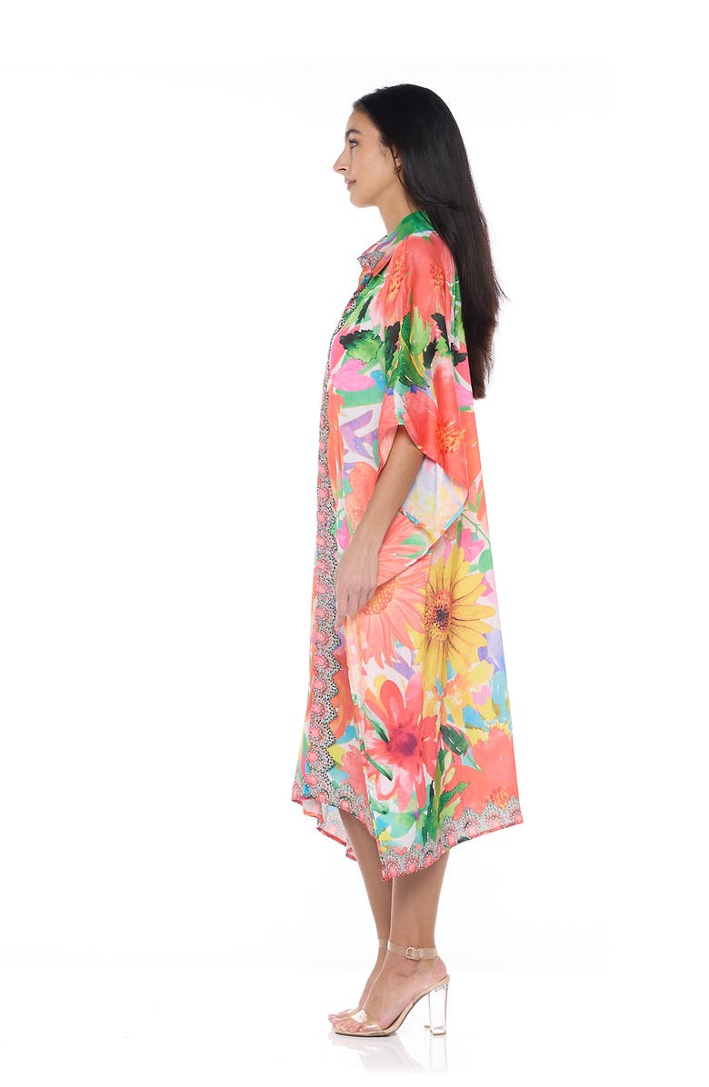 RANEES Floral Print Woven Duster, Alternate, color, Orange