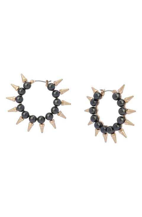 Spike Imitation Pearl Hoop Earrings