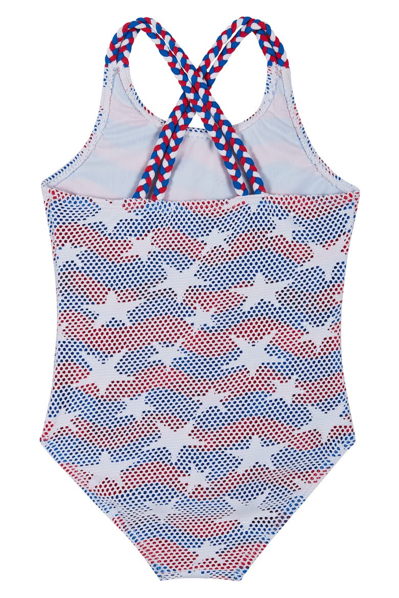 Kids' Red, White & Blue One-Piece Swimsuit, Alternate, color, WHITE STARS