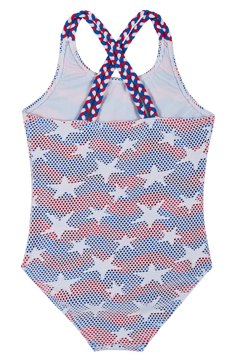 Andy & Evan Kids' Red, White & Blue One-Piece Swimsuit, Alternate, color, White Stars