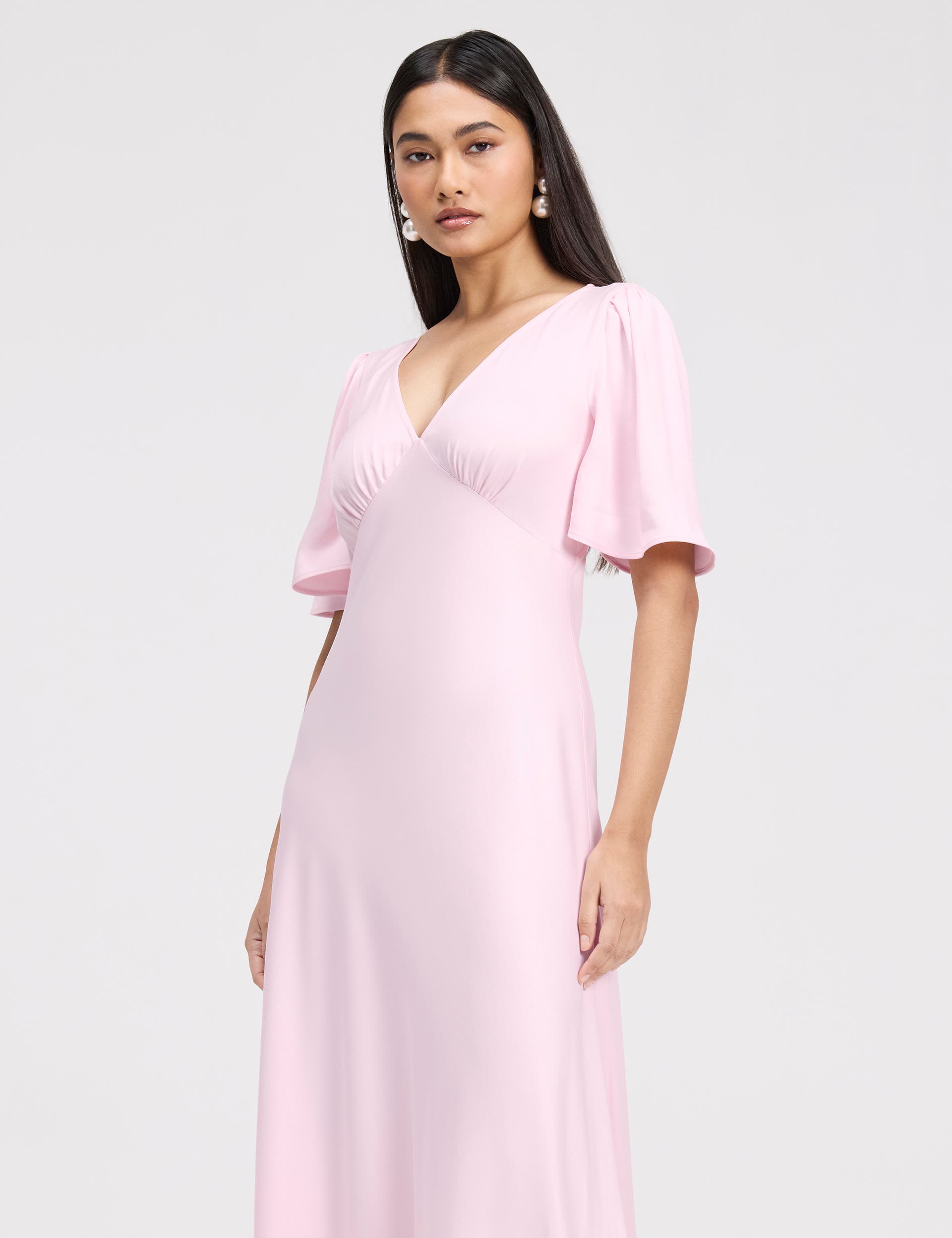 Ghost London Arabella Angel Sleeve Satin Maxi Dress (Women) | Nordstrom