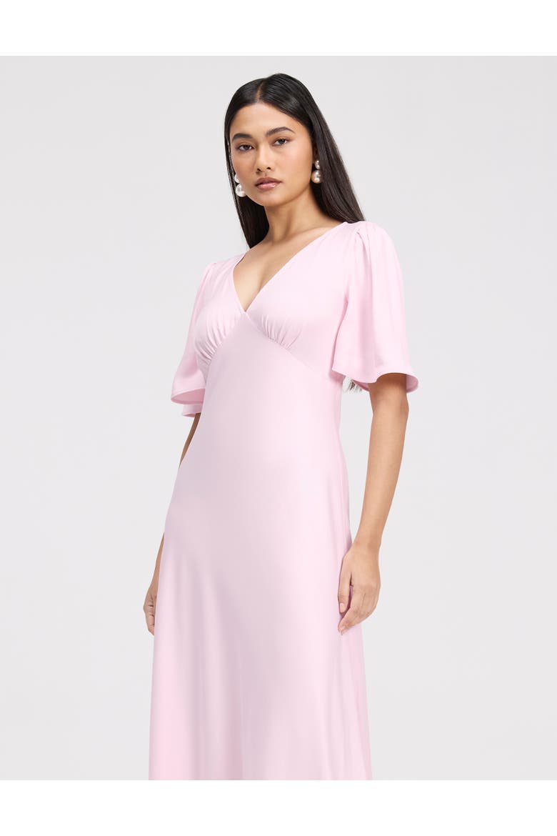 Arabella Angel Sleeve Satin Maxi Dress, Alternate, color, Pale Pink