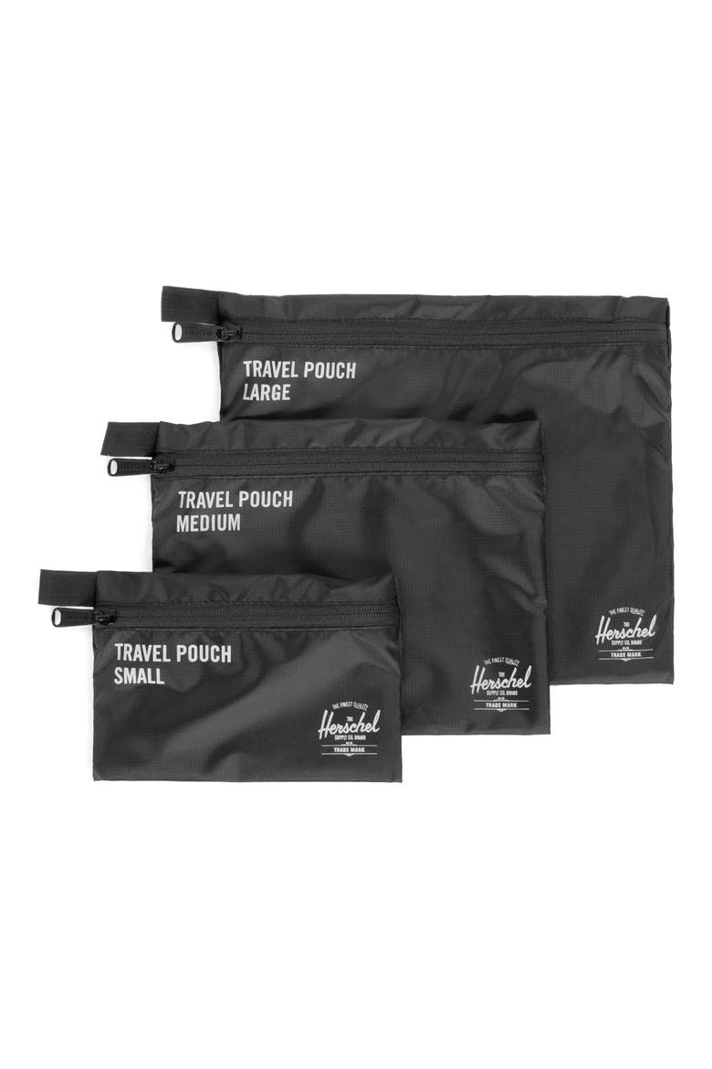 Travel Pouch Set, Main, color, BLACK