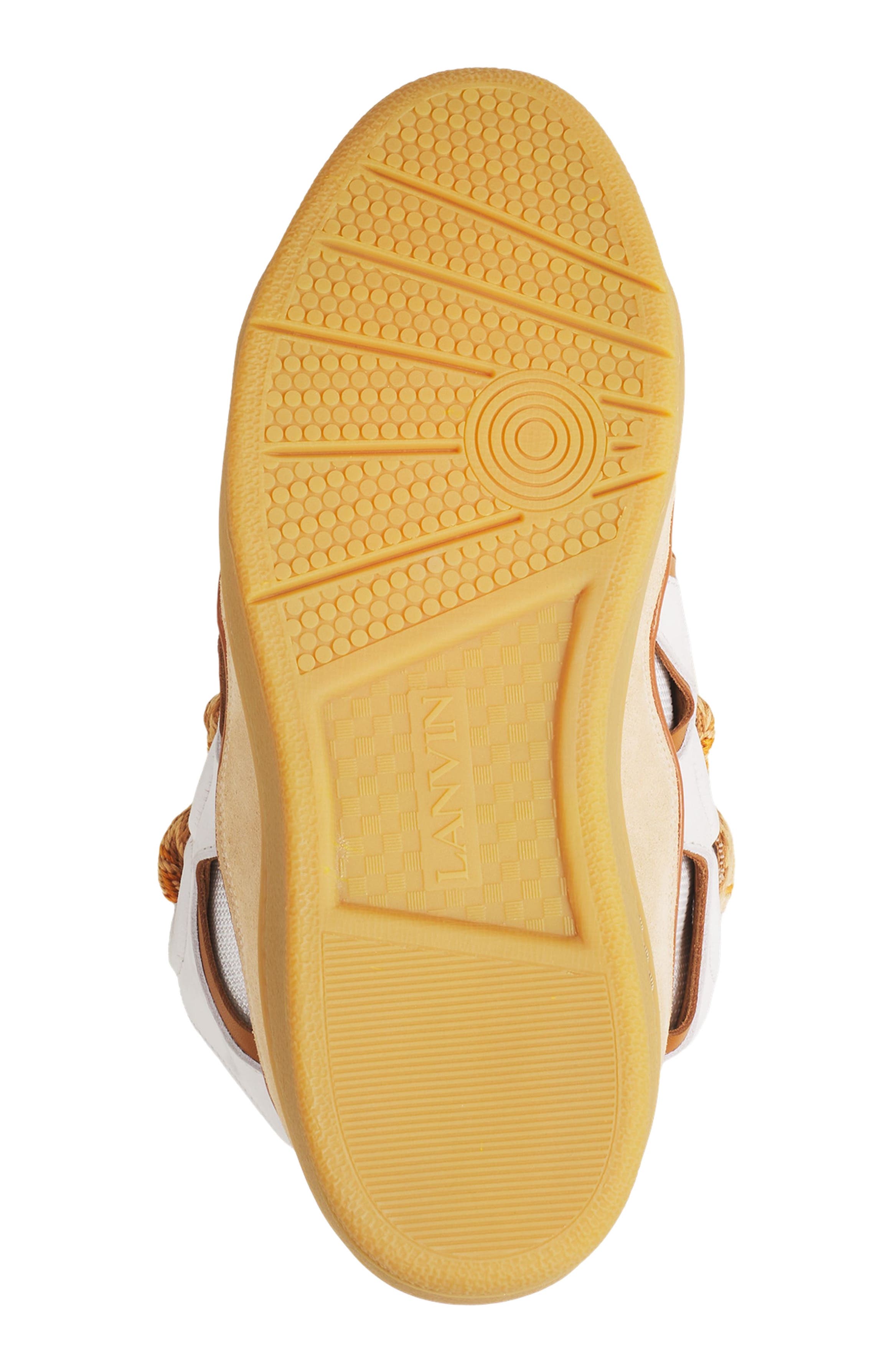 Lanvin Curb Leather Sneakers, Alternate, color, Optic White/Honey