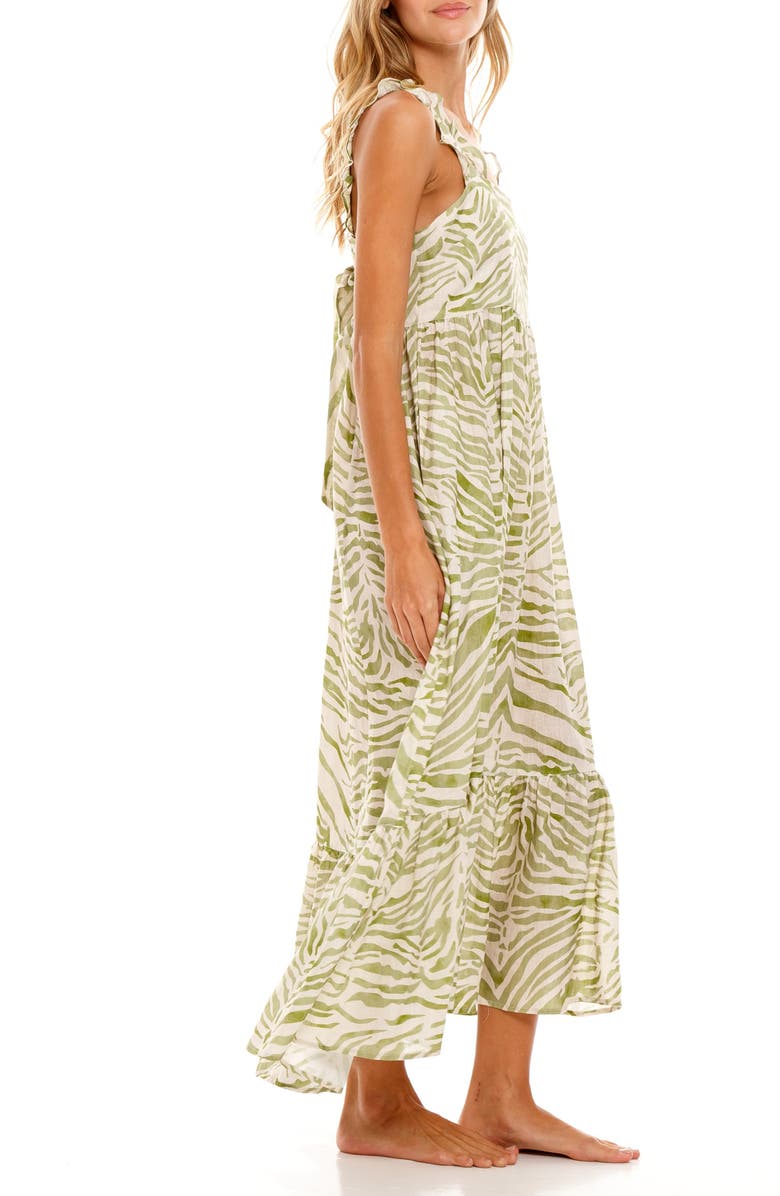 The Lazy Poet Mika Olive Zebra Linen Nightgown, Alternate, color, Green