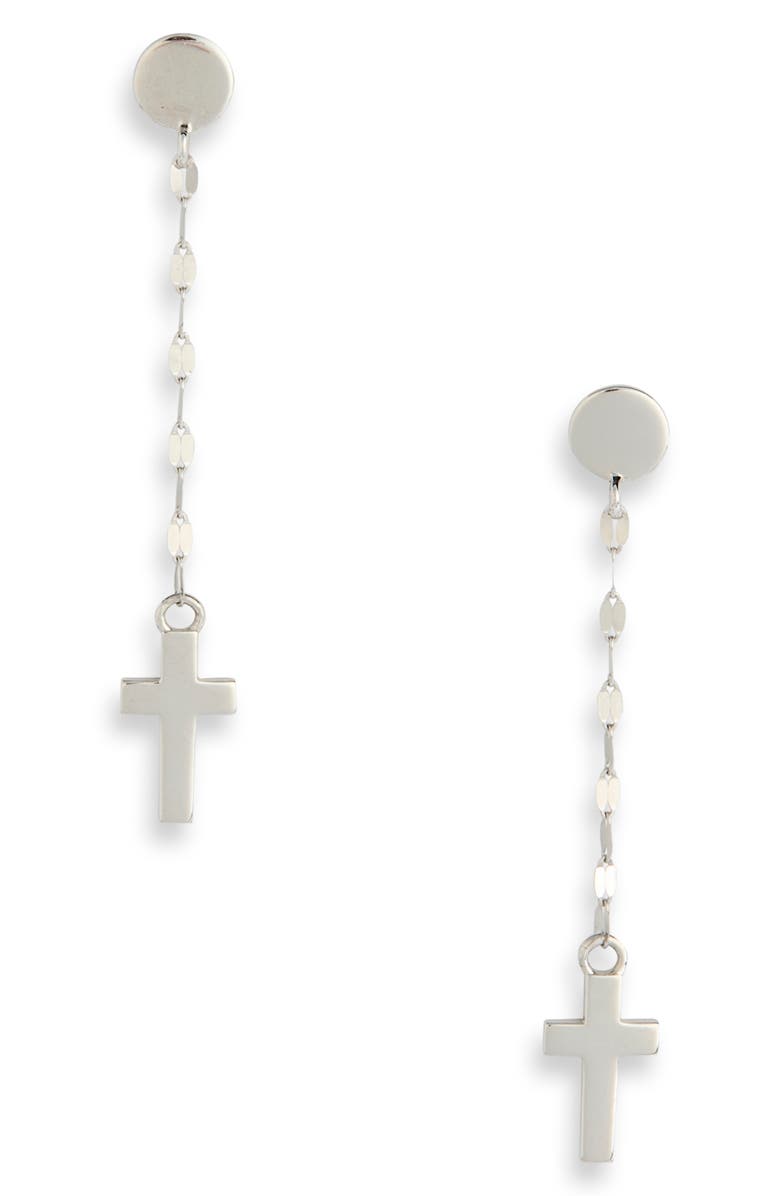 LANA Cross Linear Drop Earrings, Main, color,