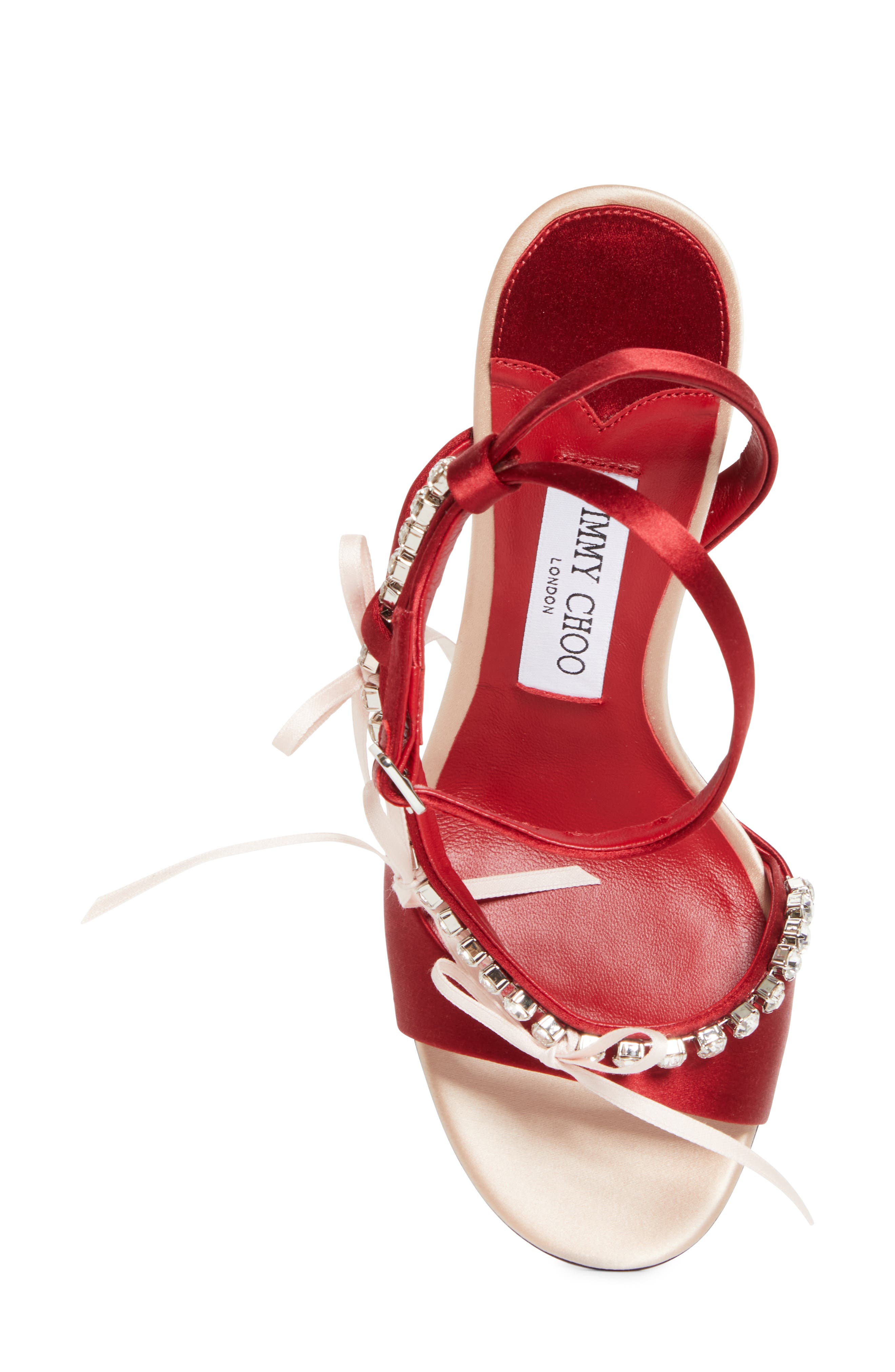 Jimmy Choo Lula Ankle Strap Sandal, Alternate, color, Macaron/ Ruby Red