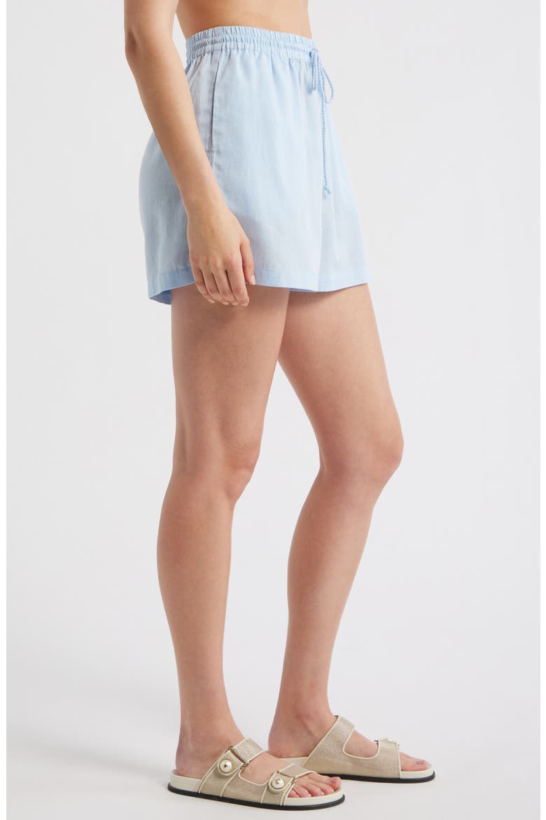 Linen Blend Drawstring Cover-Up Shorts, Alternate, color, BLUE FLOATY