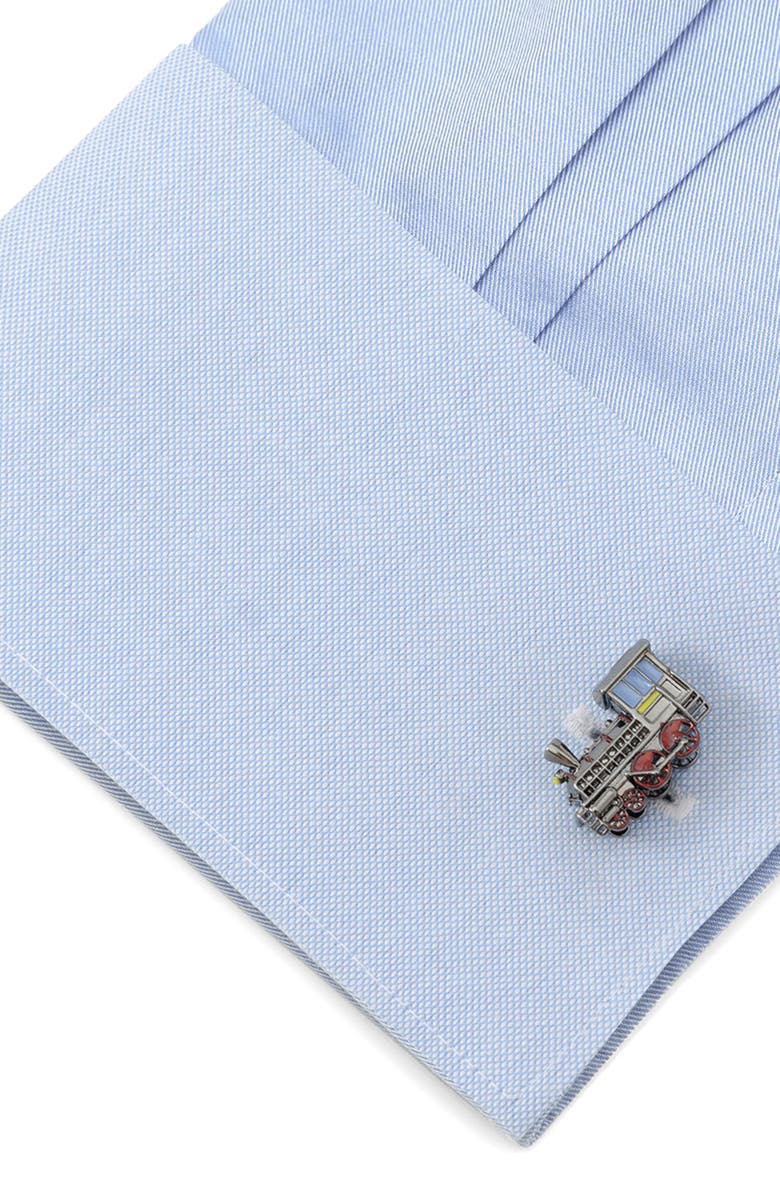 Cufflinks, Inc. 3D Steam Engine Cuff Links, Alternate, color, Silver/ Black