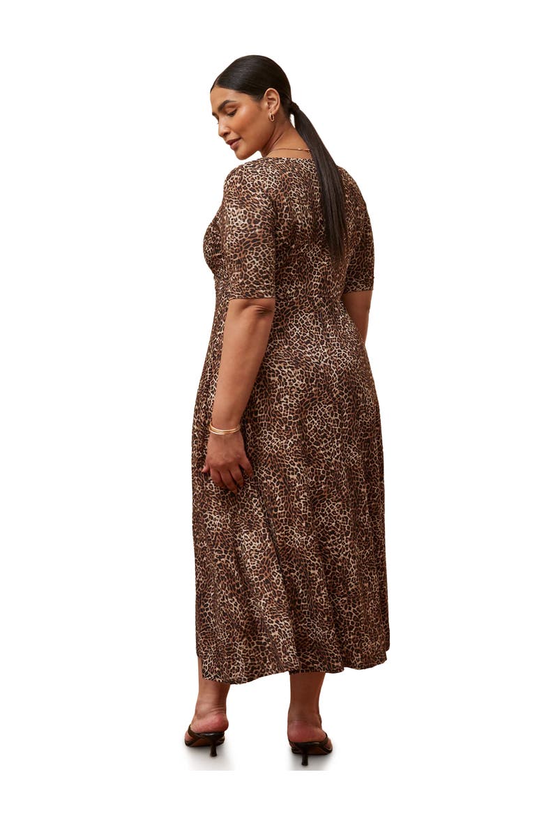 Leopard Print Wrap Dress, Alternate, color, Brown