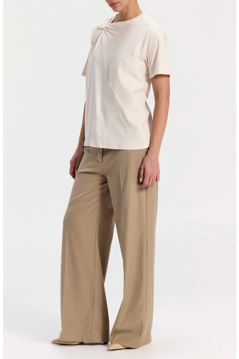 T-Shirt with Twist Shoulder Detail, Alternate, color, Cream