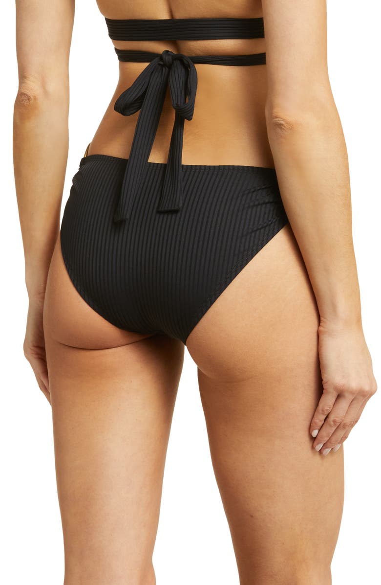 Vitamin A<sup>®</sup> Pin Up Star Ribbed Bikini Bottoms, Alternate, color, Black Ecorib