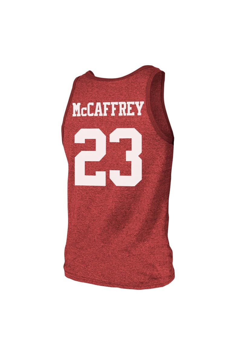 Men's Majestic Threads Christian McCaffrey Scarlet San Francisco 49ers Tri-Blend Player Name & Number Tank Top, Alternate, color, Scarlet