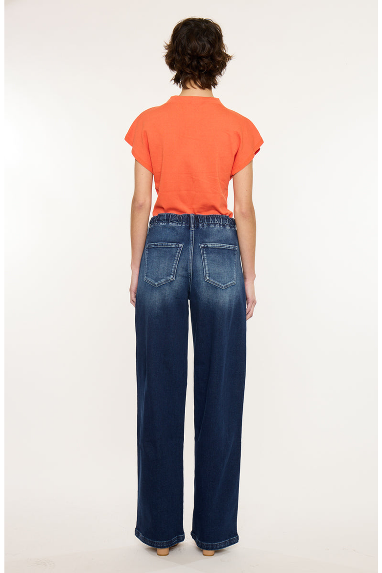Quin Knit High Rise Wide Pants, Alternate, color, Dark Wash