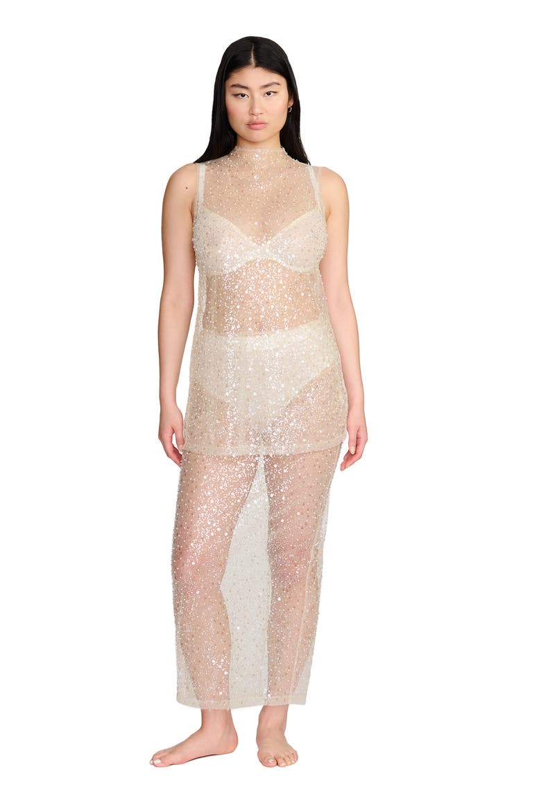The Long Skirt- Sequin, Main, color, PEARL